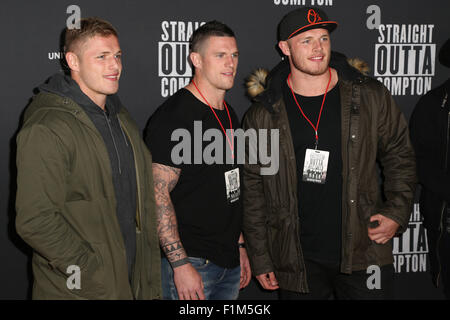 Sydney, Australia. 1 settembre 2015. Nella foto: giocatori di rugby Thomas Burgess, Luke Burgess, George Burgess. Foto Stock