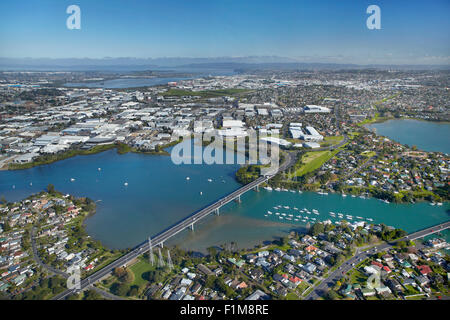 Monte Wellington, Pakuranga, Tamaki e del Fiume Conca Panmure, Auckland, Isola del nord, Nuova Zelanda - aerial Foto Stock