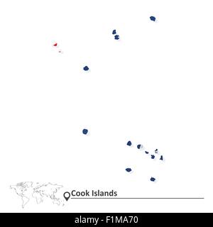 Mappa di Isole Cook con bandiera - illustrazione vettoriale Illustrazione Vettoriale