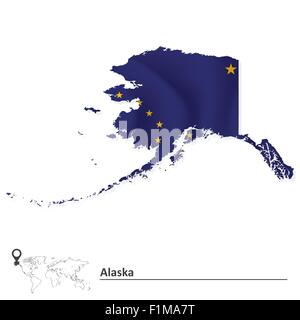 Mappa di Alaska con bandiera - illustrazione vettoriale Illustrazione Vettoriale