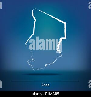 Doodle Mappa del Ciad - illustrazione vettoriale Illustrazione Vettoriale