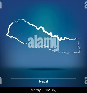Doodle Mappa del Nepal - illustrazione vettoriale Illustrazione Vettoriale