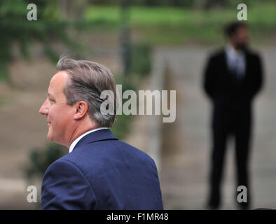 Madrid, Spagna. 4 Sep, 2015. Primo Ministro britannico David Cameron arriva a Madrid, Spagna, sul Sett. 4, 2015. Credito: Xie Haining/Xinhua/Alamy Live News Foto Stock