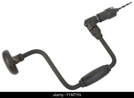 Vecchio trapanatore isolato con tracciato di ritaglio Foto Stock