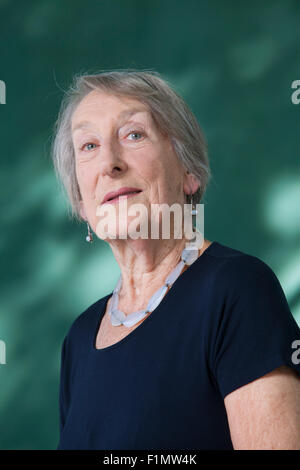 Janet E. A. Henfrey, la tappa britannica e televisione attrice, all'Edinburgh International Book Festival 2015. Edimburgo, Scozia. 17 Agosto 2015 Foto Stock