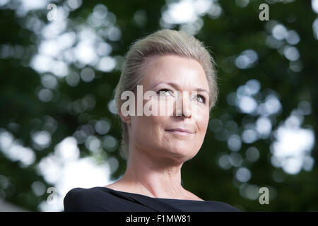 Helle Helle, il premiato scrittore danese, al Edinburgh International Book Festival 2015. Edimburgo, Scozia. Foto Stock