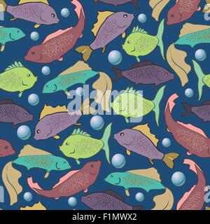 Seamless sfondo con pesci colorati Illustrazione Vettoriale