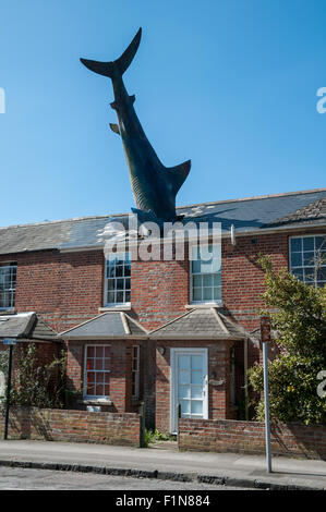 Headington Shark scultura, Oxford, Regno Unito Foto Stock