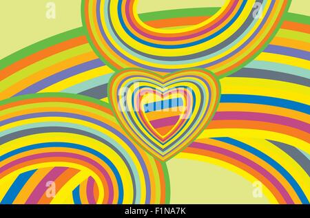Colorati arcobaleni astratta sfondo con il simbolo del cuore. Colorato astratto artistica Foto Stock
