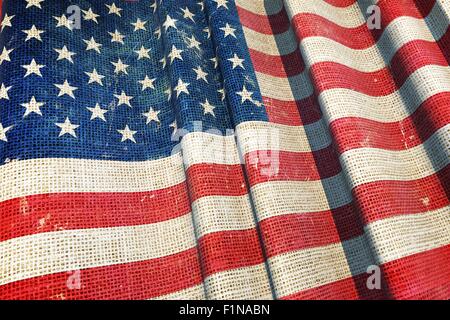 Stati Uniti d'America bandiera di tela 3D Render illustrazione. Simbolo di indipendenza. Foto Stock