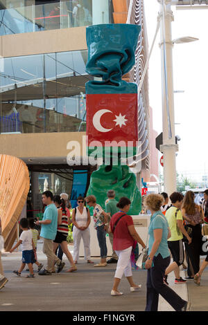 Milano, 12 agosto 2015: Dettaglio dell'Azerbaigian pavilion alla fiera Expo 2015 Italia. Foto Stock