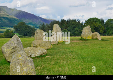 Castlerigg Stone Circle, vicino a Threlkeld e Keswick nel distretto del lago, Cumbria, Inghilterra Foto Stock