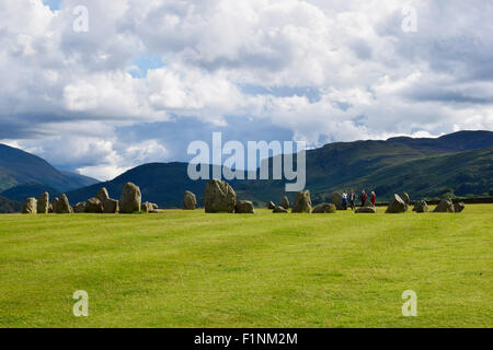 Castlerigg Stone Circle, vicino a Threlkeld e Keswick nel distretto del lago, Cumbria, Inghilterra Foto Stock
