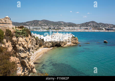 Vista della città di Ibiza, Ibiza. Foto Stock