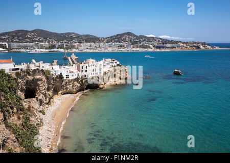 Vista della città di Ibiza, Ibiza. Foto Stock