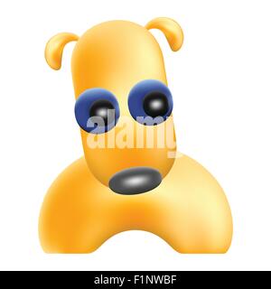 Giallo cane divertente personaggio mesh isolato illustrazione vettoriale Illustrazione Vettoriale