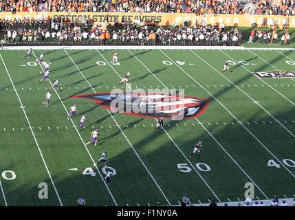 Reser Stadium, Corvallis, O STATI UNITI D'AMERICA. 4 Sep, 2015. Oregon State visualizzate la patriottica castori logo alla loro casa opener contro il Weber membro Wildcats a Reser Stadium, Corvallis, o. Larry C. Lawson/CSM/Alamy Live News Foto Stock