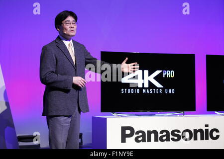 Berlino, 2. Sett. 2015, Tetsuro Homma, Managing Director di Panasonic, presenta sulla conferenza stampa su IFA (Internationale Funkau Foto Stock