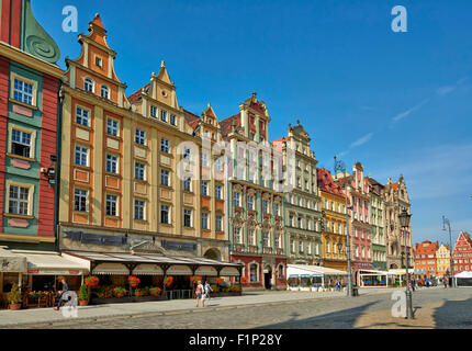 Piazza del mercato o Ryneck di Wroclaw, Bassa Slesia, Polonia, Europa Foto Stock