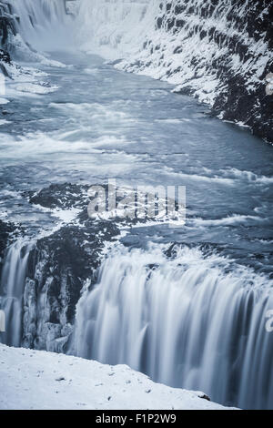 Cascate di Gullfoss in inverno. Arnessysla. L'Islanda. Foto Stock