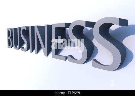Business 3D Word. Luce blu Business 3D Rendering di Word. Righ vista laterale. Foto Stock