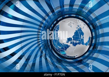 I mercati globali Blue illustrazione astratta con globo modello e raggi ritorti. Cool tema aziendale. Foto Stock