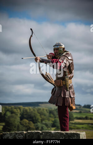 Parete di Adriano Live! - Il grande soldato romano evento. Birdoswald, Cumbria, 5 settembre 2015. Foto Stock