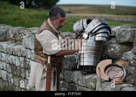 Parete di Adriano Live! - Il grande soldato romano evento. Birdoswald, Cumbria, 5 settembre 2015. Foto Stock