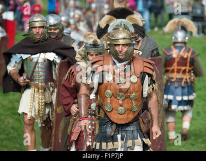 Parete di Adriano Live! - Il grande soldato romano evento. Birdoswald, Cumbria, 5 settembre 2015. Foto Stock