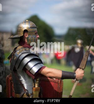 Parete di Adriano Live! - Il grande soldato romano evento. Birdoswald, Cumbria, 5 settembre 2015. Foto Stock