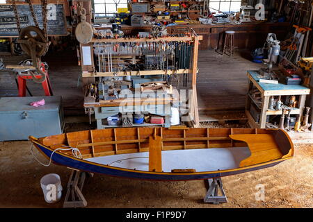Il laboratorio di Boatwright è aperto per visite al Chesapeake Bay Maritime Museum di St. Michaels, MD. Foto Stock