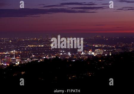Hollywood, West Hollywood, Beverly Hills e Santa Monica in background. Fine panorama al tramonto. California raccolta di fotografie Foto Stock