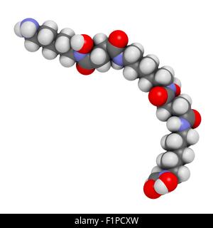 Deferossamina molecola di farmaco utilizzato per trattare il ferro avvelenamento (emocromatosi) atomi sono rappresentati come sfere con convenzionali Foto Stock
