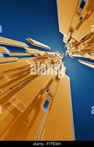 Abstract Design 3D - Abstract 3D sfondo. Orange-Yellow vetroso blocchi fluente Design verticale. Foto Stock