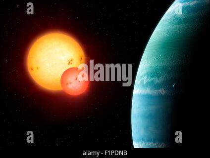 Keplero 453-b è la decima in transito cosiddetto 'Tatooine exoplanet' trovato dal veicolo spaziale Kepler è un pianeta circumbinary Foto Stock