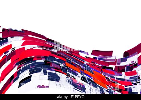 Ondulato Design astratti - 3D Render copia di sfondo spazio ondulata con battenti piazze. Foto Stock