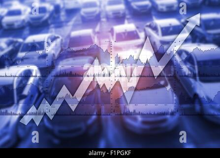 In rapida crescita globale delle vendite auto il concetto di mercato illustrazione della foto. Foto Stock