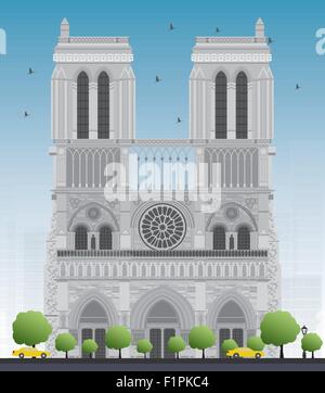 La cattedrale di Notre Dame - Parigi. Illustrazione Vettoriale Illustrazione Vettoriale