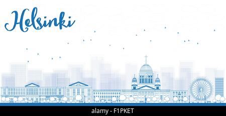 Delineare il panorama della città vecchia a Helsinki in Finlandia. Illustrazione Vettoriale Illustrazione Vettoriale