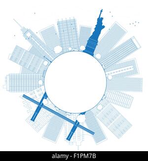 Profilo New York skyline della città illustrazione vettoriale Illustrazione Vettoriale