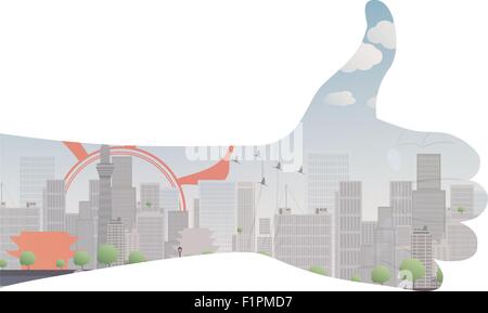 Vector thumb up icona doppia esposizione illustrazione vettoriale EPS 10 Illustrazione Vettoriale