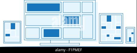 Set di schema di progettazione display, laptop, tablet PC e telefono cellulare modello illustrazione vettoriale Illustrazione Vettoriale