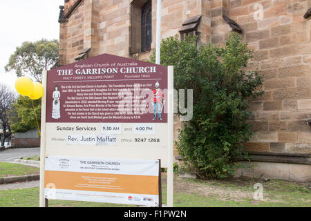 La Santissima Trinità la chiesa Garrison , Mugnai punto, nell'area Rocks di Sydney, Australia. In Australia la prima chiesa militare Foto Stock