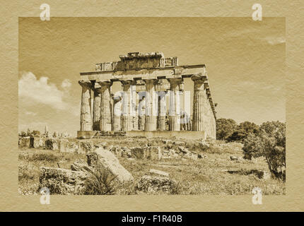 Il Tempio di Hera appartiene ai siti archeologici di Selinunte, provincia di Trapani Castelvetrano, Sicilia, Italia, Europa Foto Stock