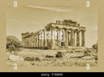 Il Tempio di Hera appartiene ai siti archeologici di Selinunte, provincia di Trapani Castelvetrano, Sicilia, Italia, Europa Foto Stock