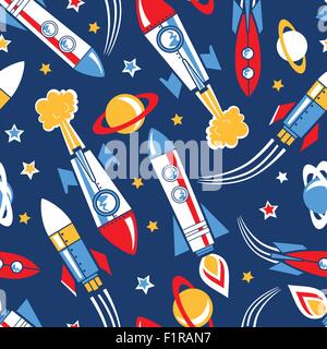 Razzi nello spazio seamless pattern . Illustrazione Vettoriale