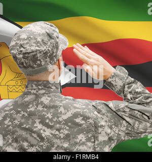 Nazionale forze militari con bandiera su sfondo serie concettuale - Zimbabwe Foto Stock