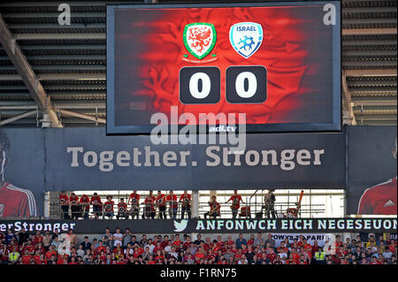 Cardiff, Galles, UK. 6 Settembre, 2015. Euro 2016 Qualifiche: Galles v Israele a Cardiff City Stadium. Tabellone finale . Solo uso editoriale. Credito: Phil Rees/Alamy Live News Foto Stock