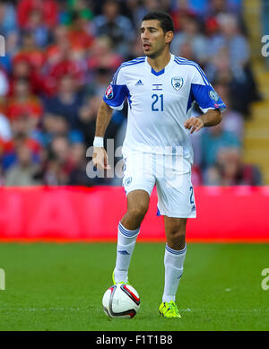 Cardiff, Galles. 06 Sep, 2015. Euro 2016 qualifica. Il Galles contro Israele. Israele il Eitan Tibi durante la partita. Credito: Azione Sport Plus/Alamy Live News Foto Stock