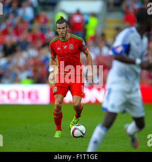 Cardiff, Galles. 06 Sep, 2015. Euro 2016 qualifica. Il Galles contro Israele. Il Galles Gareth balla sull'attacco. Credito: Azione Sport Plus/Alamy Live News Foto Stock